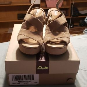 Clark Suede Amelia Alice Slingback Wedge